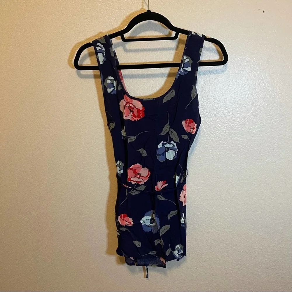 Motherhood Maternity Navy & Pink Floral Printed Babydoll Tie Waist Top Medium - Picture 6 of 9